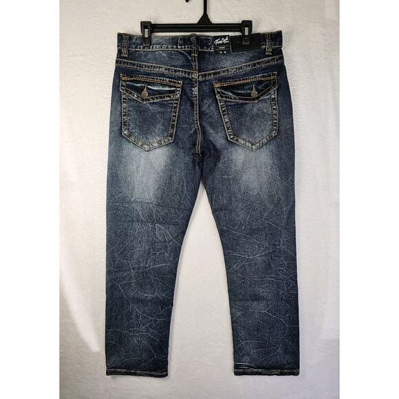 True Luck Jeans Straight Leg Men's Size 34x30 Medium‎ Blue Flap Pockets Nwt. - Picture 1 of 10